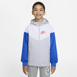 Boys' Grade School - Nike Windrunner Jacket - Gray Fog/Summit White/Laser Blue