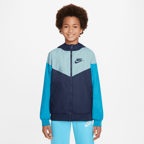 Shop Nike Boys  Windrunner Hd Jacket In Midnight Navy/ocean