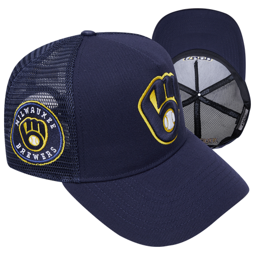 

Pro Standard Mens Pro Standard Brewers Classic Pinch Front Trucker - Mens Navy/Yellow Size One Size