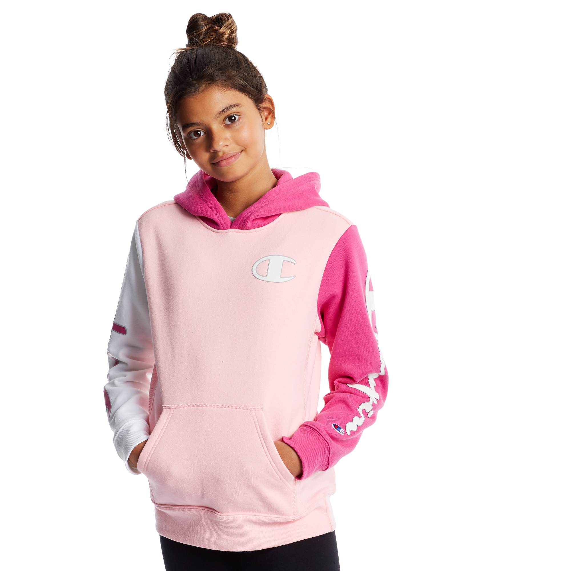 champion colorblock hoodie pink