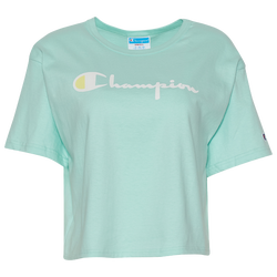 Women's - Champion Heritage Script Cropped T-Shirt - Ice Fall