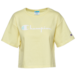 Women's - Champion Heritage Script Cropped T-Shirt - Lemon Glacier