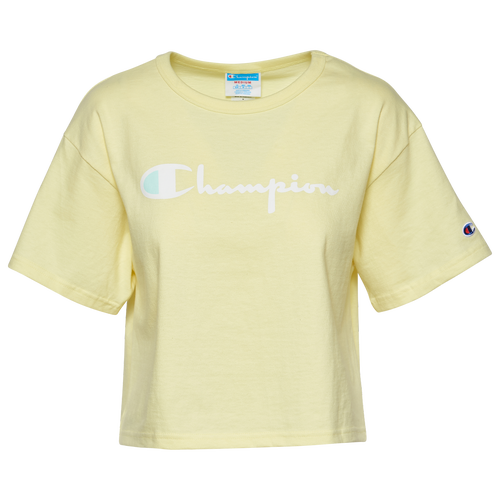 

Champion Womens Champion Heritage Script Cropped T-Shirt - Womens Lemon Glacier Size XS