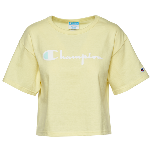 

Champion Womens Champion Heritage Script Cropped T-Shirt - Womens Lemon Glacier Size L