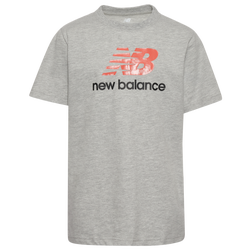 Boys' Grade School - New Balance Big Logo T-Shirt - Grey Heather/Drift Red