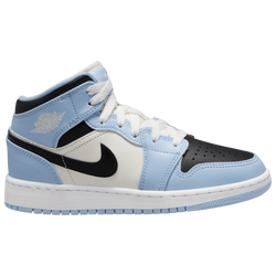 Girls' Grade School - Jordan AJ 1 Mid - Black/White/Blue