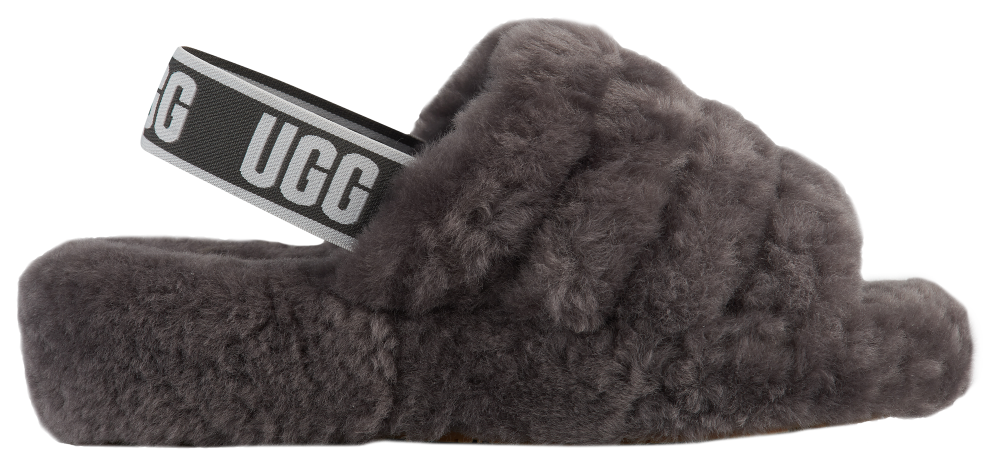 black white and grey ugg slides