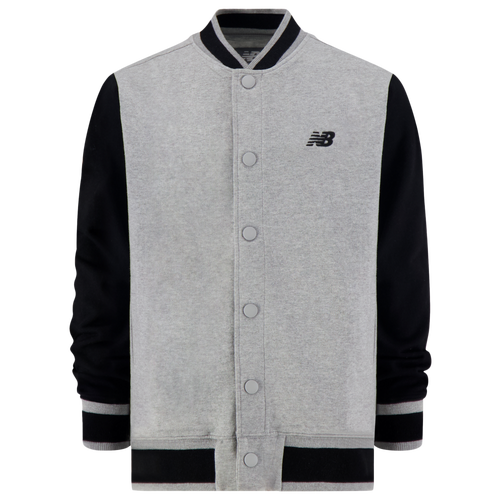 New Balance Boys   Varsity Jacket In Grey Heather/black