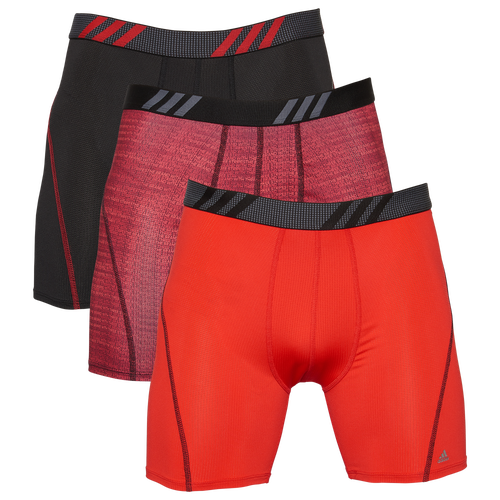 

adidas Mens adidas BOS 3 Pack Underwear - Mens Black/Red/Red Size M
