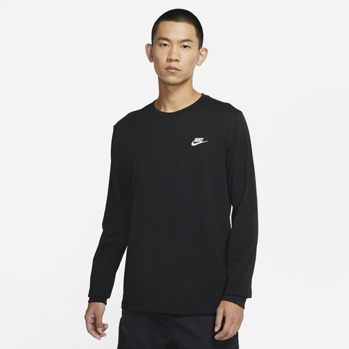 Nike Mens  Club Long Sleeve T-shirt In Black/white