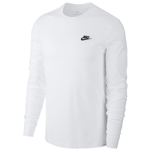 Nike Mens  Club Long Sleeve T-shirt In White/black