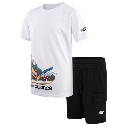 New Balance Boys Preschool   574 Shark T-shirt And Cargo Shorts Set