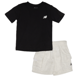 Boys' Preschool - New Balance LBR T-Shirt & Cargo Shorts Set - Oatmeal Heather/Oatmeal Heather