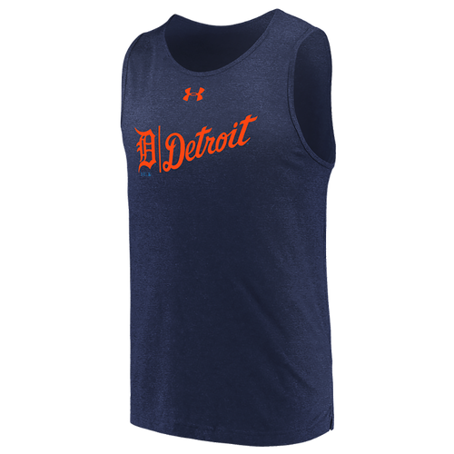 

Under Armour Mens Detroit Tigers Under Armour Tigers Dual Logo Tank - Mens Navy Size M