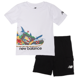 Boys' Toddler - New Balance 574 Shark T-Shirt and Cargo Shorts Set - White/Black