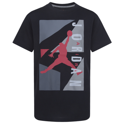 

Boys Jordan Jordan Block Short Sleeve T-Shirt - Boys' Grade School Grey/Black Size S