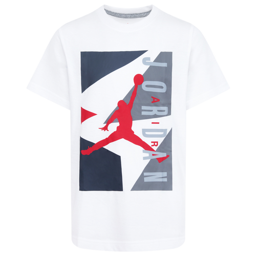 

Boys Jordan Jordan Block Short Sleeve T-Shirt - Boys' Grade School White/Grey Size M