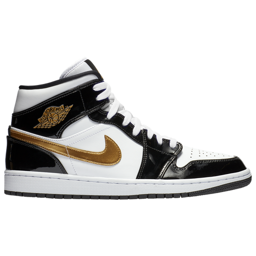 

Jordan Mens Jordan AJ 1 Mid SE - Mens Basketball Shoes Black/Metallic Gold/White Size 10.5