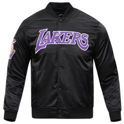 Men's - Pro Standard Lakers Big Logo Satin Jacket - Black