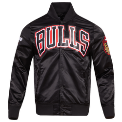 Men's - Pro Standard Bulls Tonal Satin Jacket - Black
