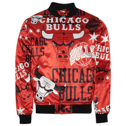 Men's - Pro Standard Bulls Satin All Over Print Jacket - Red/Black