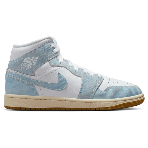 Jordan Women's Retro 1 Mid SE - Basketball Shoes Size 06.0 - White/Worn Blue/Light Gum