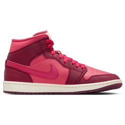 Women's - Jordan AJ 1 Mid  - Red/Red