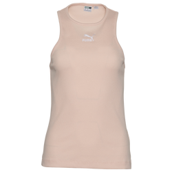 Women's - PUMA Classics Rib Racerback Tank - Pink/White