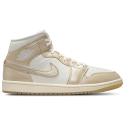 Women's - Jordan AJ 1 Mid  - Sail/Team Gold/Pale Ivory
