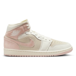 Women's - Jordan AJ 1 Mid SE V2  - Beige/Yellow/Pink