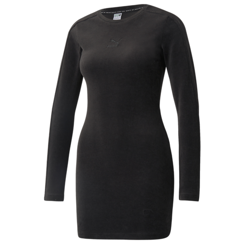 

PUMA Womens PUMA Velour Plus Size T7 Fitted Dress - Womens Black/Black