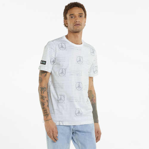 

PUMA Mens PUMA MAPF1 All Over Print T-Shirt - Mens White/Silver Size M
