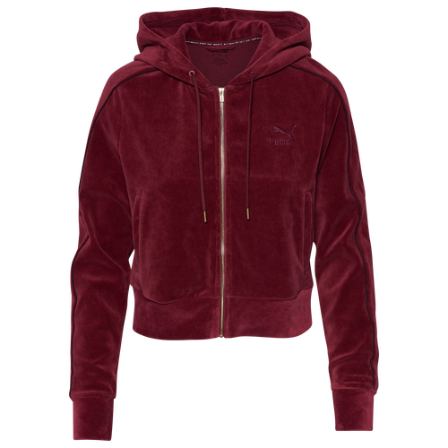 

PUMA Womens PUMA Velour Iconic T7 Fleece Hoodie - Womens Maroon/Maroon Size XS