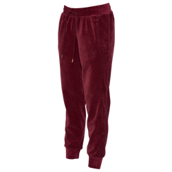 Women's - PUMA Velour Iconic T7 Pants - Maroon/Maroon
