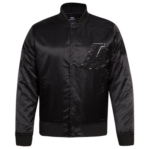  - Pro Standard Lakers Big Logo Satin Jacket - Triple Black