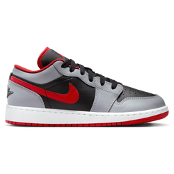 Boys' Grade School - Jordan AJ 1 Low - Cement Gray/Fire Red/Black