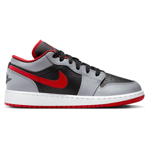 BOYS - Jordan AJ 1 Low - Cement Gray/Fire Red Black