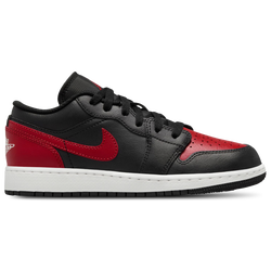 Boys' Grade School - Jordan AJ 1 Low - Black/White/Red