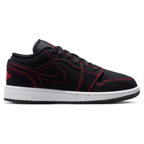 Jordan Boys AJ 1 Low - Boys' Grade School Running Shoes - Black / University Red / White Size 7.0