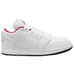 Boys' Grade School - Jordan AJ 1 Low - White/Black/Gym Red