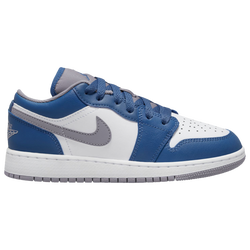 Girls' Grade School - Jordan AJ 1 Low - True Blue/Cement Grey/White