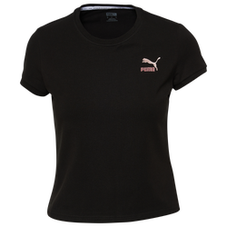 Women's - PUMA Crop T-Shirt - Black/Rose Gold