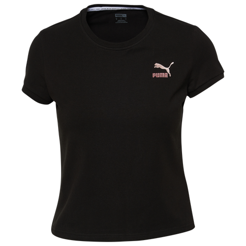 

PUMA Womens PUMA Crop T-Shirt - Womens Black/Rose Gold Size XS