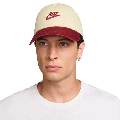 Nike | Unisex Club Unstructured Futura Wash Cap, Light Khaki Crimson, Size Medium/Large