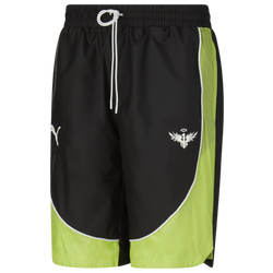 Men's - PUMA Melo Woven Dime Shorts - Black/Sharp Green