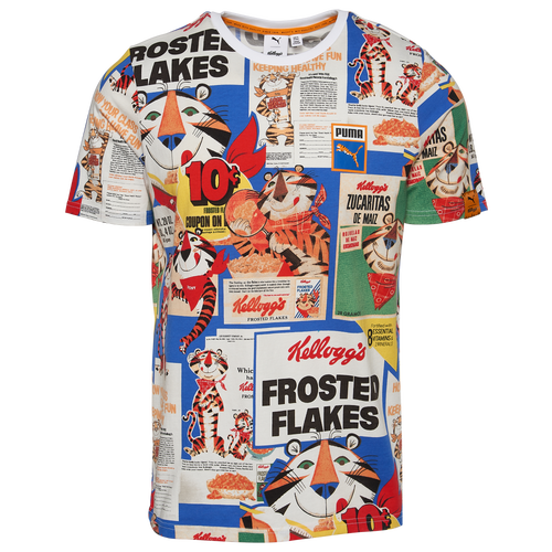 

PUMA Mens PUMA Frosted Flakes All Over Print T-Shirt - Mens White/Multi Size M
