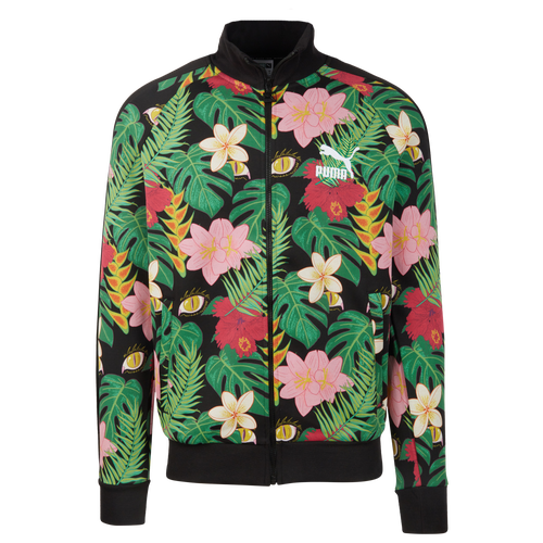 

PUMA Mens PUMA Found Fashion T7 Track Jacket - Mens Black/Pink/Green Size M