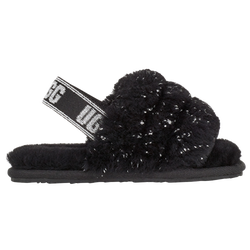 Girls' Toddler - UGG Fluff Yeah Slide - Black/Black