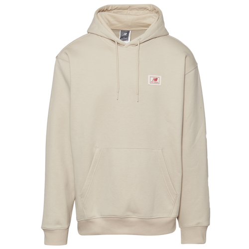  - New Balance Essential Woven Label Pullover Hoodie - Timberwolf/Black Red