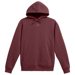 Men's - New Balance Oversized Center Embroidered Hoodie - Burgundy